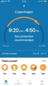 Screenshot fra SunSmart