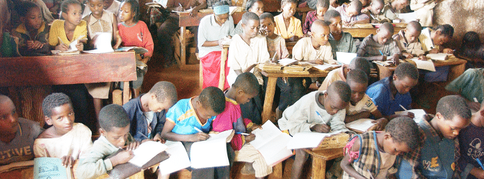 Students in a classroom in Ethiopia.