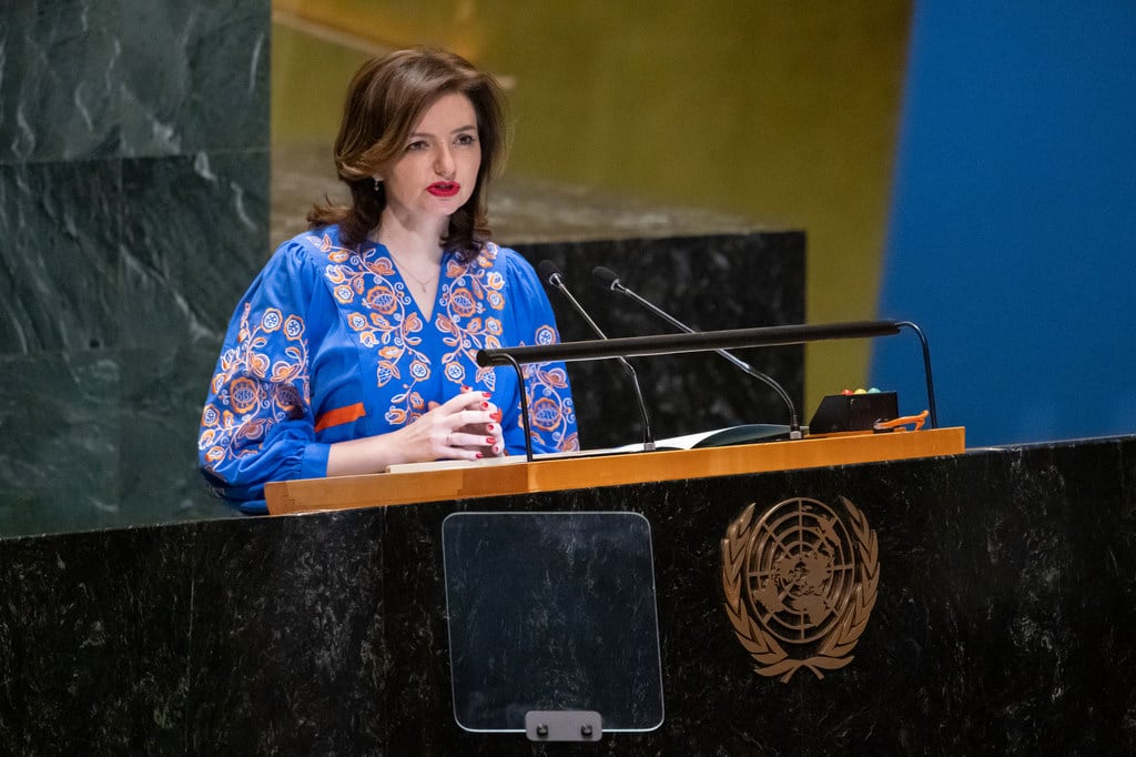 UN Photo/Manuel Elías | Deputy Foreign Minister Betsa Mariana of Ukraine addresses the Eleventh Emergency Special Session (resumed) of the General Assembly on Ukraine.