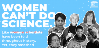 Women in Science - poster of 'Women can't do science'