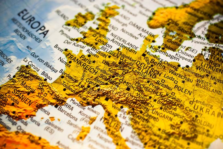 Map of Europe, no borders