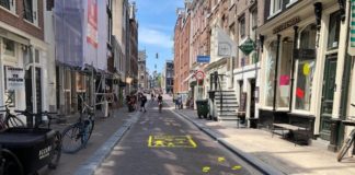 marking for social distancing in Amsterdam