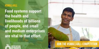 Quote card of person holding fruit