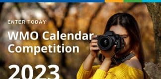 Girl with a camera, poster promoting WMO 2023 Calendar Competition