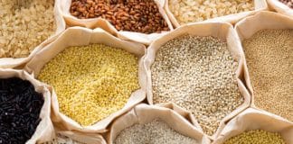 various kinds of millets in bags
