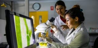 two female scientists working