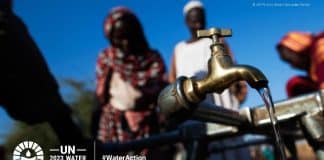 Tap of water and villagers - photo illustration for the UN Water Conference 2023