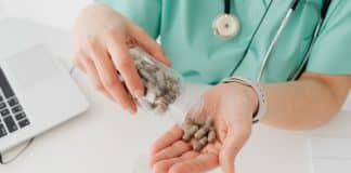 Nurse sorting antibiotics