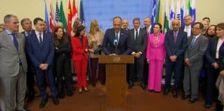 A large group of people in a formal setting