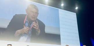 Lazzarini speaking at European Humanitarian Forum 2025 panel