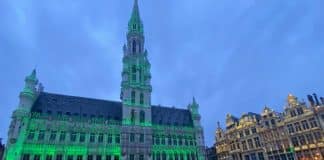 Brussels’ historic City Hall lit up in green for World Environment Day