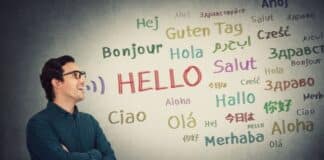 A man pronouncing words in different languages