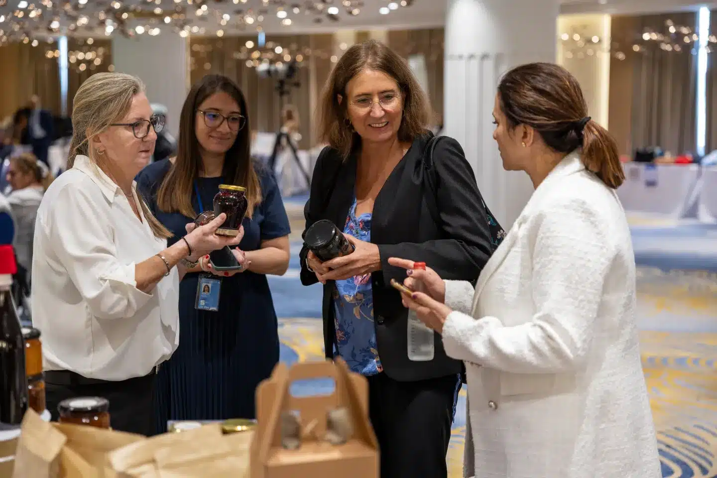 Claire Courteille-Mulder, ILO Deputy Regional Director engages with entrepreneurs and explores their products during the exhibition held as part of the ENABLE Entrepreneurship Closing Event. Beirut, Lebanon 22 September 2026
