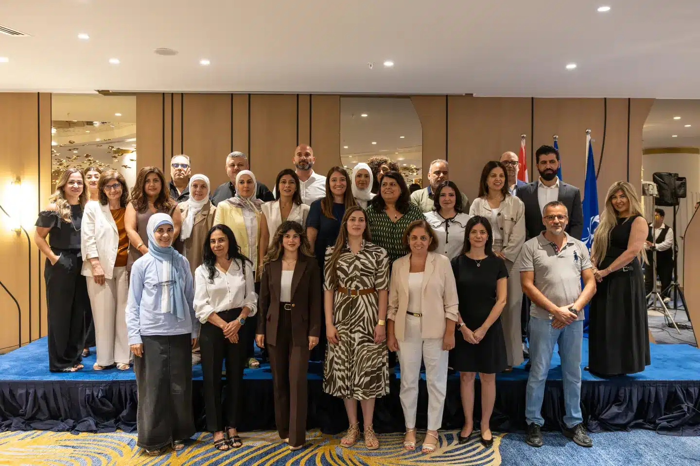 Representatives of the ILO, government institutions, implementing partners and participating entrepreneurs gather for a group photo during the ENABLE Entrepreneurship Closing Event. Beirut, Lebanon. 22 September 2026