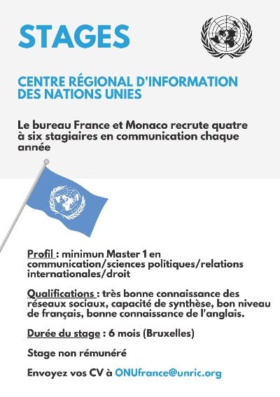 Fiche d'information sur les stages a UNRIC