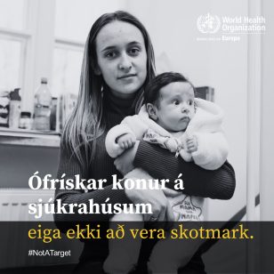 Kona með barn í fanginu