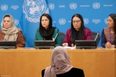 Kynning á málefnum afganskra kvenna. Fatima Gailani fyrrverandi forseti afganska Rauða hálfmánans, Fawzia Koofi, fyrrv. varaforseti afganska þingsins, Asila Wardak, fyrrv. yfirmaður SÞ-sviðs afganska utanríkisráðuneytiisins. og Naheed Sarabi, fyrrv. vara-fjármálaráðherra. og Margot Wallström, fyrrv.utanríkisráðherra Svía