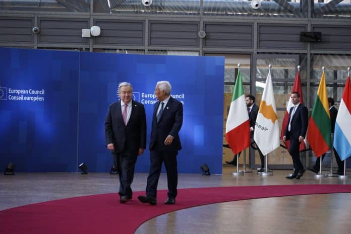 António Guterres aðalframkvæmdastjóri Sameinuðu þjóðanna og Antnónio Costa forseti ráðherraráðs Evrópusambandsins.