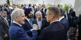 António Guterres við upphaf COP30 ásamt m.a. Jonas Gahr Støre forsætisráðherra Noregs og Alexander Stubb forseta Finnlands. Mynd: UN Climate