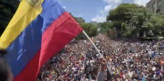 Mótmæli í Caracas í ágúst 2024.