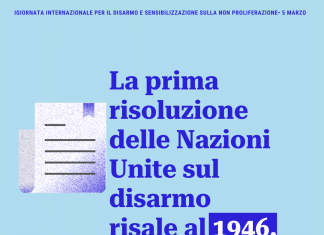 L'immagine mostra che nel 1946, è stato l'anno che l'ONU ha creato la prima risoluzione sul disarmo