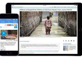 Schermata dell'app UN news su uno smartphone e su un tablet