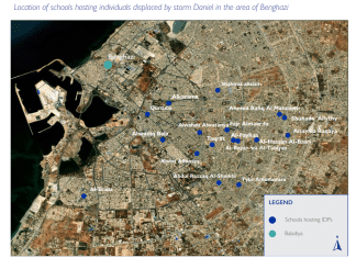 mappa delle scuole che ospitano le persone al riparo dalla tempesta Daniel in Libia