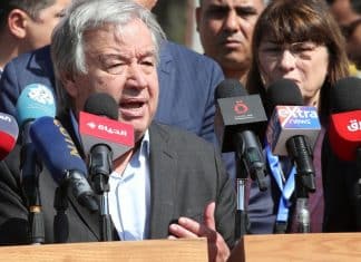 Il Segretario Generale - Incontro con la stampa davanti al valico di frontiera di Rafah in Egitto