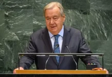 Il Segretario Generale, Antonio Guterres, dell'ONU parla all'ottantesima Assemble Generale delle Nazioni Unite