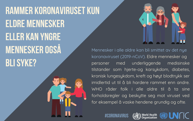 Rammer koronaviruset kun eldre mennesker eller kan yngre mennesker også bli syke?