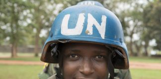 MINUSCA Peacekeepers Patrol PK5 Neighbourhood in Bangui, CAR UN Photo/Eskinder Debebe