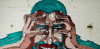 En mural som avbildar lidandet från mental ohälsa