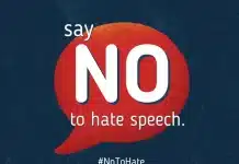 En logo med texten No to hate speech
