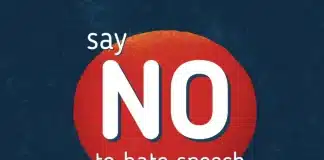 En logo med texten No to hate speech